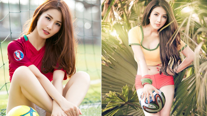 Diễm My 9x, Elly Trần và những hot girl nóng bỏng trong trang phục bóng đá Ảnh 2