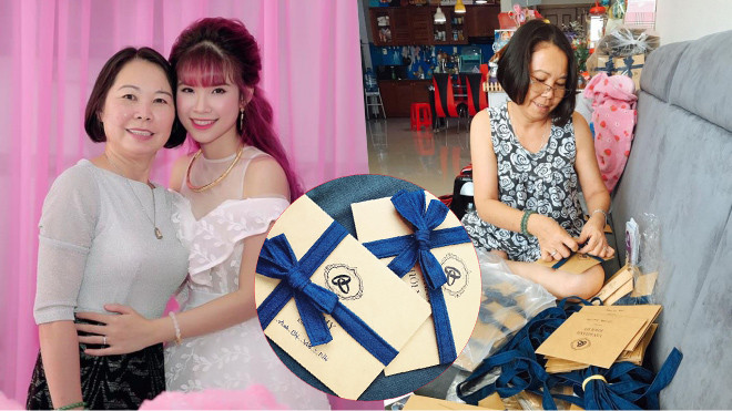 Chê con gái làm xấu, đích thân 'má Năm' thắt nơ thiệp cưới cho Khởi My Ảnh 2