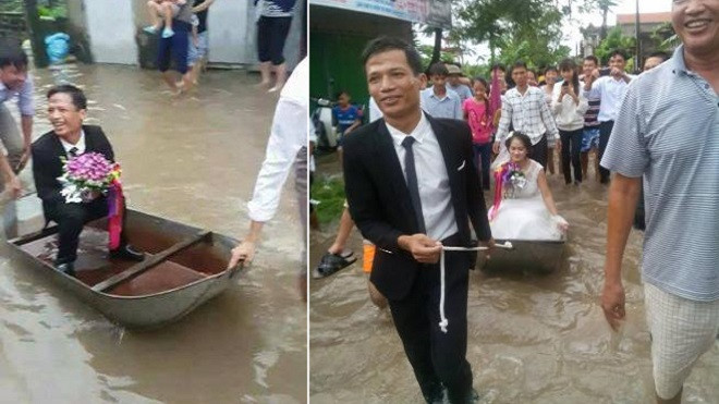 Dân làng hò reo khi xem đám cưới 'em gái mưa' với màn rước dâu bằng xuồng Ảnh 2