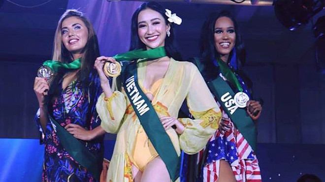Á hậu Hà Thu tiếp tục giành huy chương vàng phần thi Resort Wear tại Miss Earth 2017 Ảnh 2