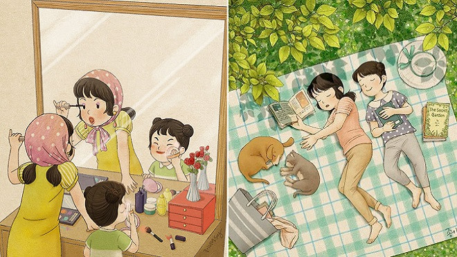 Ai có chị em gái cũng đều bồi hồi khi xem bộ tranh siêu dễ thương này Ảnh 2