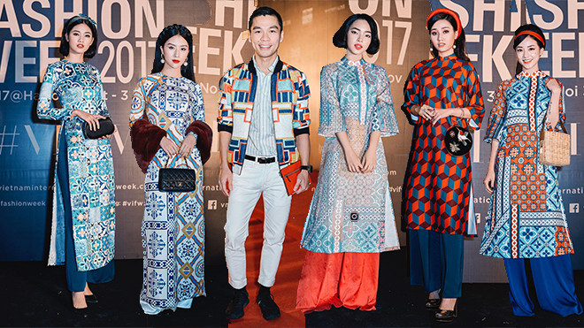 Dàn sao Việt xúng xính áo dài hoạ tiết, đua nhau nổi bật trên thảm đỏ ngày thứ 2 VIFW 2017 Ảnh 2