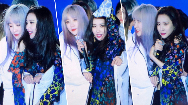 Fan 'tan chảy' trước khoảnh khắc áo khoác chia đôi của 2 'nữ thần' Hani (EXID) và Sunmi Ảnh 2