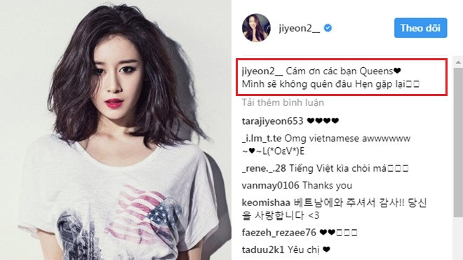 Jiyeon (T-ara) cám ơn fan bằng tiếng Việt: 'Mình sẽ không quên đâu' Ảnh 2
