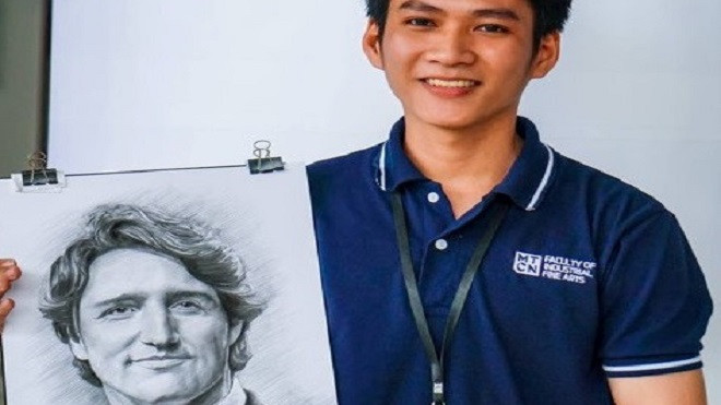 Bức tranh của 9X Quảng Trị được chuyển đến tận tay thủ tướng Canada Ảnh 2