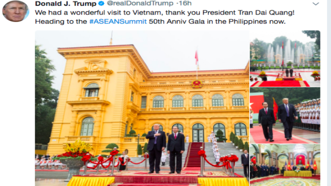 Tổng thống Trump cảm ơn Chủ tịch nước Trần Đại Quang trên Twitter Ảnh 2