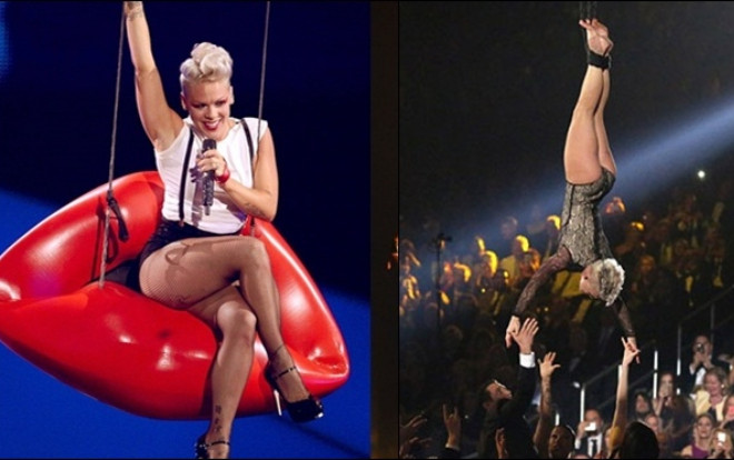 Nếu có người hỏi ai là người 'hành' khán giả thót tim nhất khi xem biểu diễn, thì đó là P!nk Ảnh 2