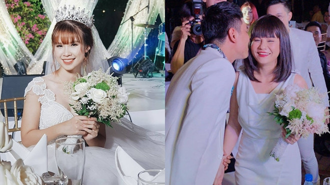 Kiều Minh Tuấn hôn Cát Phượng sau khi nhận hoa cưới từ vợ chồng Khởi My - Kelvin Khánh Ảnh 2