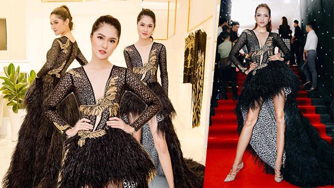 Ngọc Châu đẳng cấp, Huyền My lộ mỡ thừa, Thuỳ Dung lép vế khi mặc chung thiết kế Ảnh 2