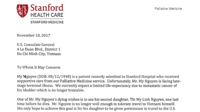 Cô gái Sài Gòn được cấp visa sang Mỹ gặp bố ung thư giai đoạn cuối Ảnh 2