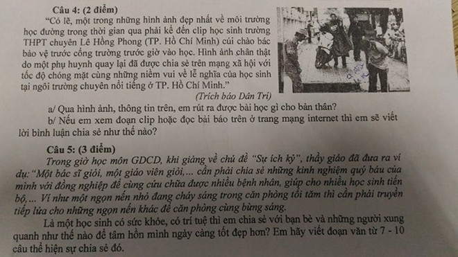'Tham nhũng, nhận hối lộ để báo hiếu' vào đề thi học kỳ Ảnh 2