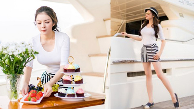 Lý Nhã Kỳ mặc áo thun, quần shorts chuẩn bị triển lãm kim cương trên du thuyền triệu đô Ảnh 2