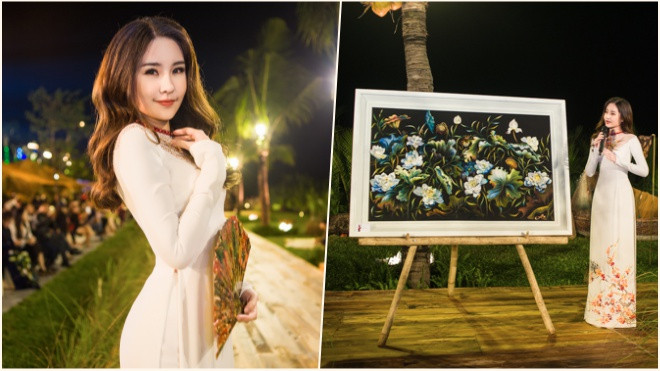 Hoa hậu Đại dương Ngân Anh đấu giá áo dài gây quỹ giúp đỡ người dân miền Trung Ảnh 2