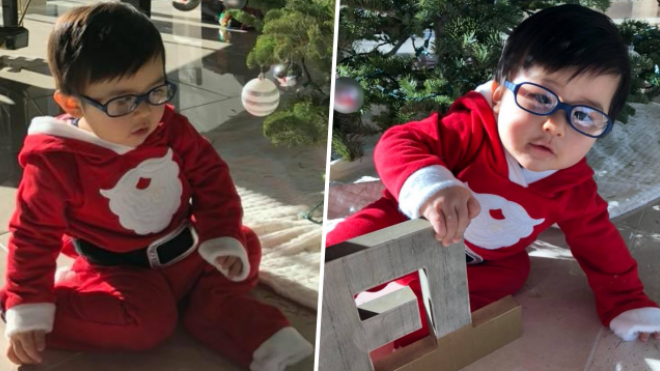 Quý tử đầu lòng nhà Đan Trường đốn tim fan khi 'cosplay' ông già Noel Ảnh 2