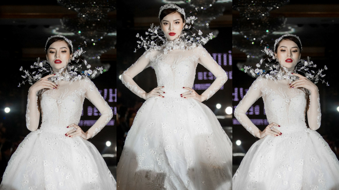 Kỳ Duyên diện váy cưới đính kim cương 3 tỷ đồng làm 'Nữ hoàng tuyết' sàn diễn mùa đông Ảnh 2