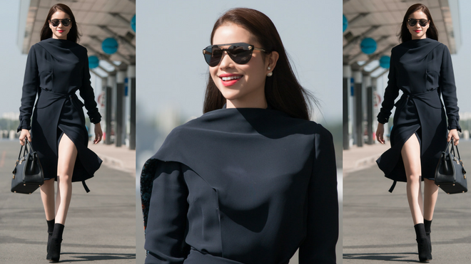 Hoa hậu Phạm Hương diện 'cây đen' hàng hiệu lên đường sang Mỹ công tác Ảnh 2