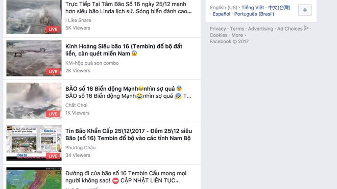 Giả livestream bão số 16 đổ bộ để câu like trục lợi trên Facebook Ảnh 2
