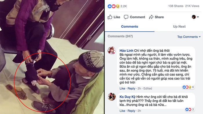 Ấm lòng với clip ông cởi giày, đi tất giúp bà trong ngày đông lạnh giá: Tình yêu chỉ cần thế thôi! Ảnh 2