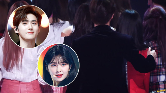 Khoảnh khắc siêu cute của bộ đôi visual SM: Suho 'tránh xa' khi thấy Irene mải 'quẩy' nhạc BTS Ảnh 2