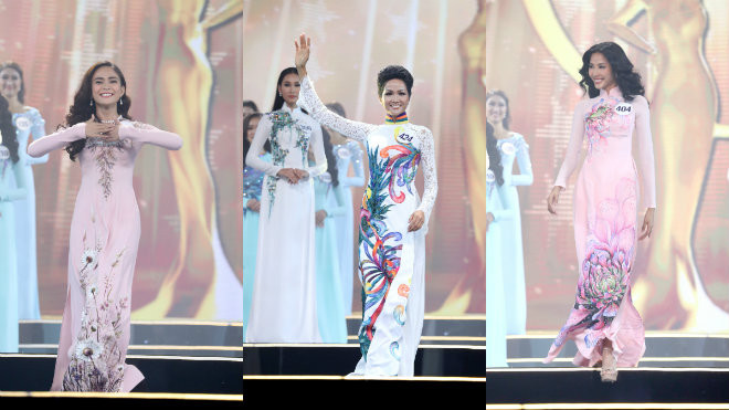 Tân Hoa hậu 'tóc ngắn' H'Hen Niê diện áo dài voan xuyên thấu 'lấn át' Hoàng Thùy, Mâu Thủy Ảnh 2