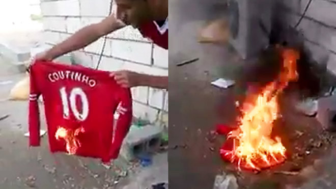 Clip: Fan Liverpool tức giận đốt áo của Coutinho Ảnh 2