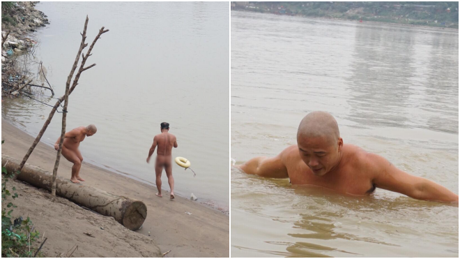 Bất chấp cái lạnh 10 độ C, người Hà Nội vô tư tắm tiên dưới sông Hồng Ảnh 2