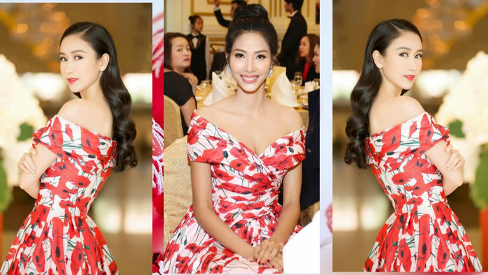 Diện lại váy hoa nữ tính của á hậu Hoàng Thuỳ, Hà Thu kiêu sa, nổi bật 'ăn đứt' đàn chị Ảnh 2