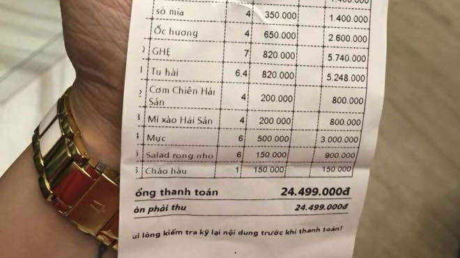 Ekip của ca sĩ Quang Lê và danh ca Ý Lan bức xúc tố bị 'chặt chém' bữa ăn khuya gần 25 triệu đồng Ảnh 2