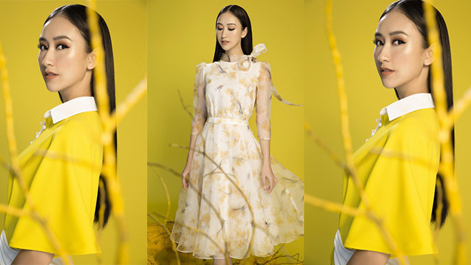 Hà Thu hóa 'nàng hoa' yêu kiều đón Tết với sắc vàng rực rỡ Ảnh 2