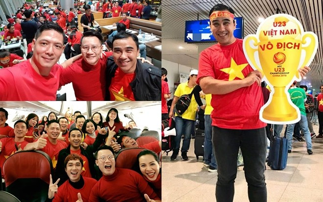 Hoàng Bách, Bình Minh cùng dàn sao Việt sang Trung Quốc cổ vũ tinh thần U23 Việt Nam Ảnh 2