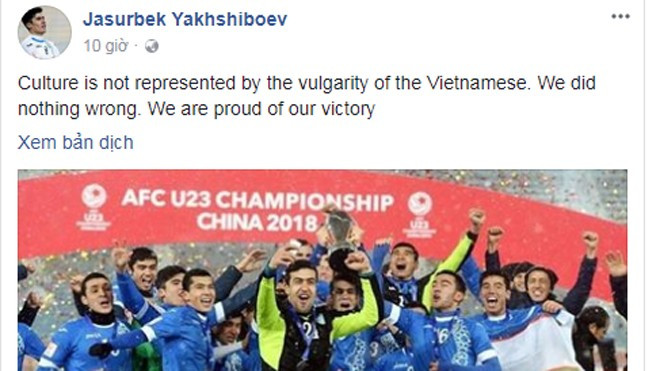 Bị CĐV quá khích 'tấn công' Facebook, cầu thủ Uzbekistan nói gì? Ảnh 2