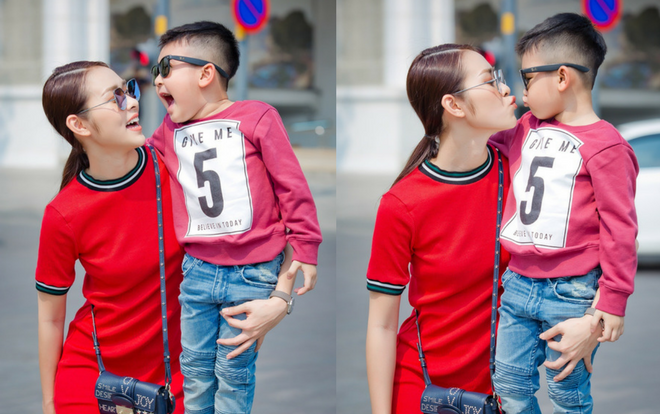 Mẹ con Diệp Bảo Ngọc phối đồ đồng điệu ra phố ngày cận Tết Ảnh 2