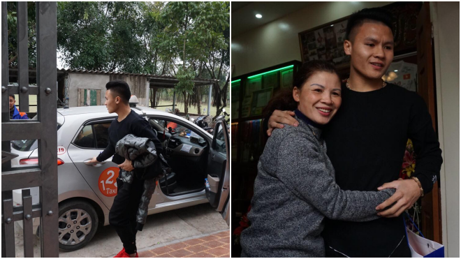 Cầu thủ Quang Hải lặng lẽ bắt taxi về nhà trong vòng tay cha mẹ Ảnh 2