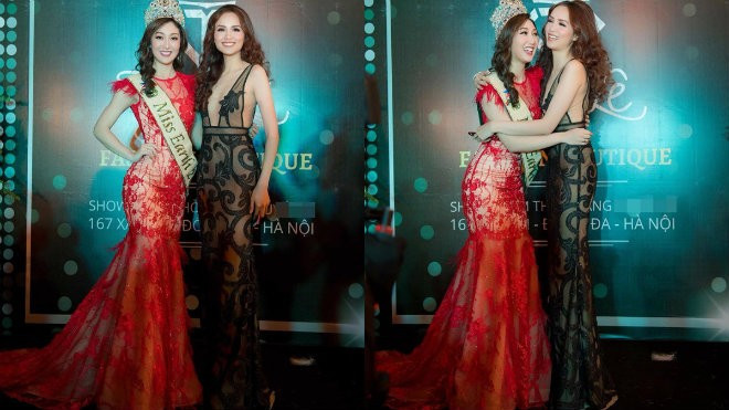 Diễm Hương mặc váy mỏng che vòng 1 táo bạo, đọ sắc cùng đương kim Hoa hậu Trái đất 2017 Ảnh 2