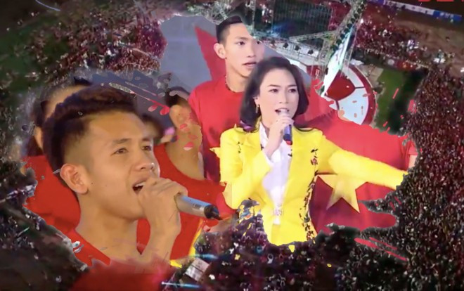 Xúc động nghe Mỹ Tâm hát ‘Niềm tin chiến thắng’ cùng Hồng Duy ‘Pinky’ và U23 Ảnh 2