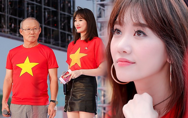 Hari Won tự hào diện áo thun in cờ đỏ sao vàng, làm phiên dịch cho HLV Park Hang Seo Ảnh 2