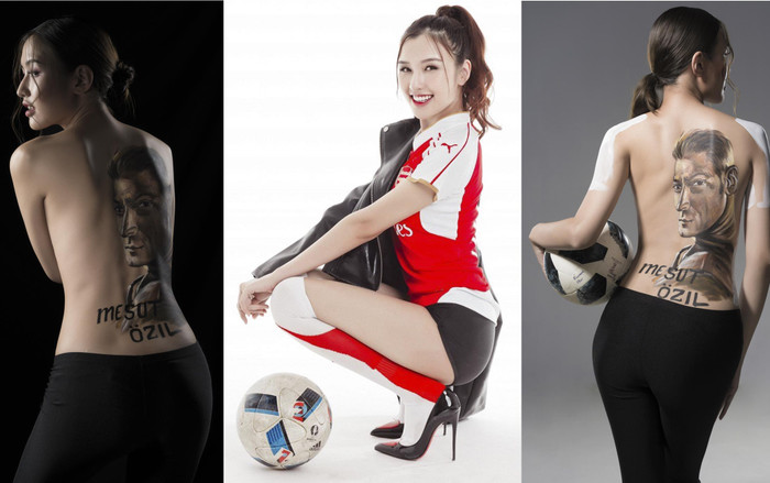 HOT: Phương Chi The Face bán nude khoe hình vẽ Ozil đầy nóng bỏng Ảnh 2