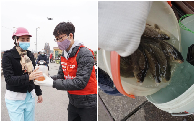 Sợ ‘tắc đường’, người dân mang cá chép thả tiễn ông Công ông Táo về trời sớm Ảnh 2