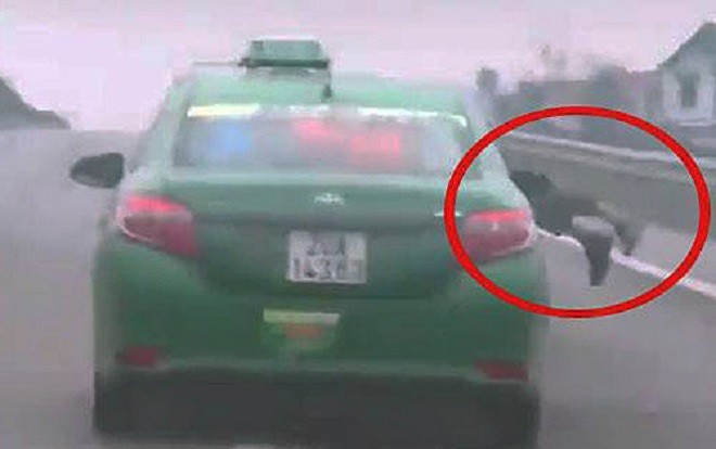 Cảnh sát nằm trên capo, tài xế taxi vẫn chạy xe với tốc độ cao Ảnh 2