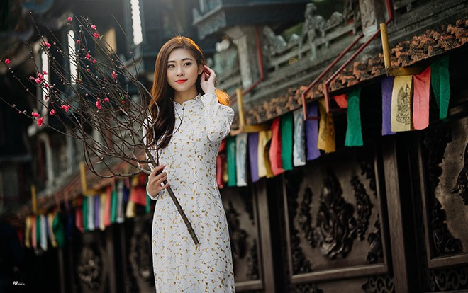 Giới trẻ Hà thành xúng xính diện áo dài cực xinh đón Tết Ảnh 2