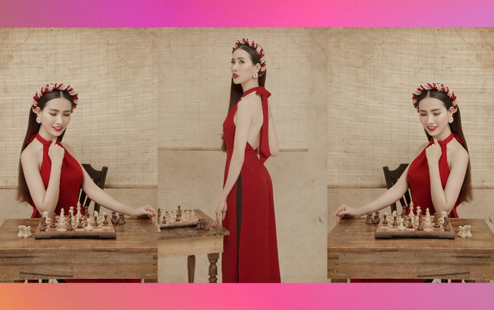 Cận Tết Mậu Tuất, Phan Thị Mơ diện Áo dài khoe lưng trần gợi cảm Ảnh 2