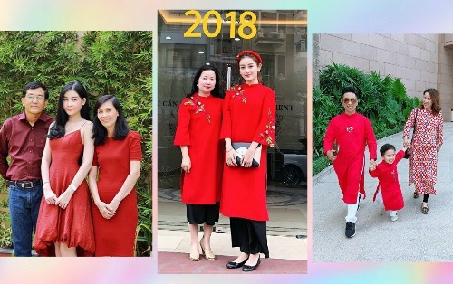 Gia đình sao Việt diện ton-sur-ton đỏ rực đi chúc Tết đầu năm Ảnh 2