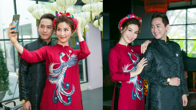 Diễm My 9X cùng Hứa Vĩ Văn diện áo dài truyền thống, tình tứ tại sự kiện Ảnh 2