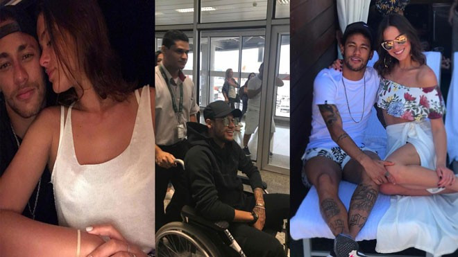 Đi xe lăn, Neymar vẫn quấn quýt bên bạn gái Ảnh 2