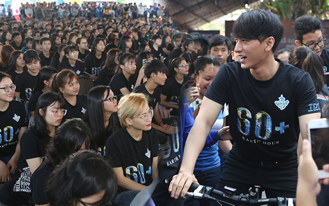 Isaac đạp xe cùng hơn 2000 tình nguyện viên 'ra quân' Giờ Trái đất 2018 Ảnh 2