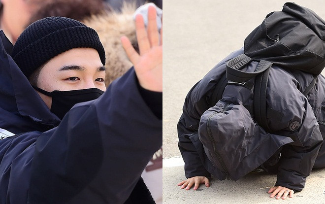 Taeyang (BigBang) quỳ gối, cúi gập người cám ơn fan trong ngày nhập ngũ Ảnh 2