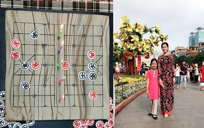 Nổi tiếng với bánh tặng mẹ chồng, giờ nàng dâu lại tặng bố chồng bánh giống bàn cờ như thật Ảnh 2