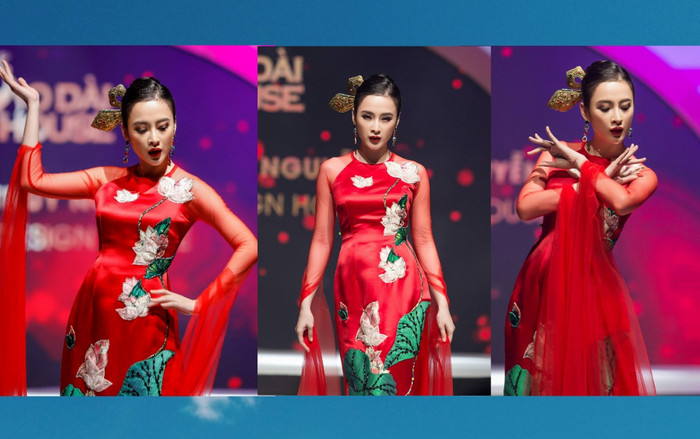Chán hở bạo, Angela Phương Trinh diện áo dài làm vedette trong show Thủy Nguyễn Ảnh 2