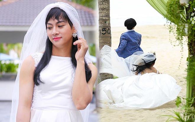 'Yêu em bất chấp': Lâu ngày mới mang giày cao gót, Hoài Lâm ngã 'sấp mặt' khi làm cô dâu Ảnh 2