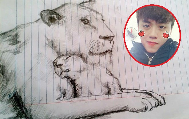 Dân mạng truy tìm anh chàng điển trai đứt 6 gân tay nhưng vẽ cực đẹp Ảnh 2